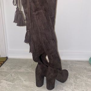 Suede knee high boots